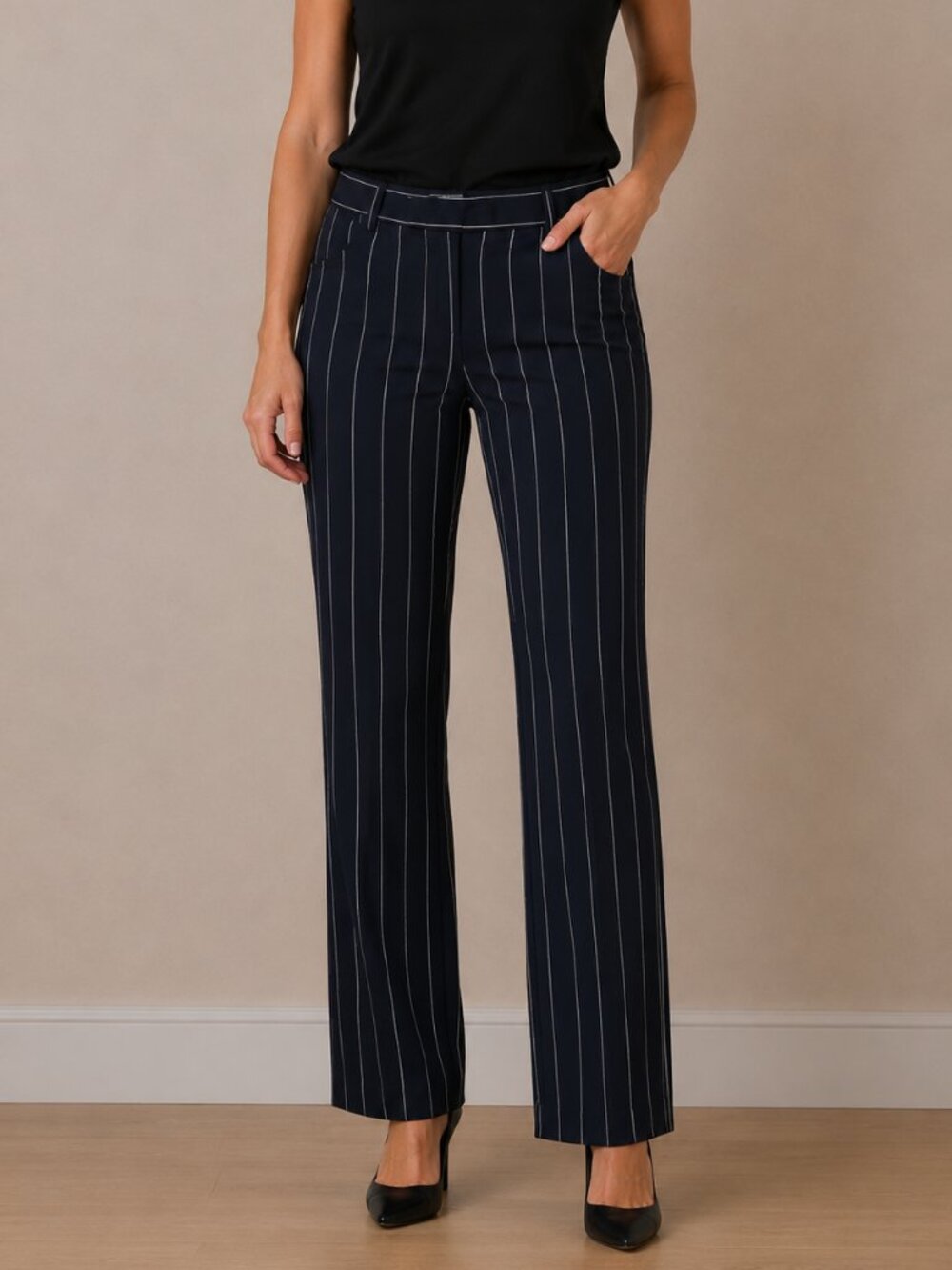 Gianfranco Ferre Vintage Straight-leg Black and White Pinstripe Trousers Size 8